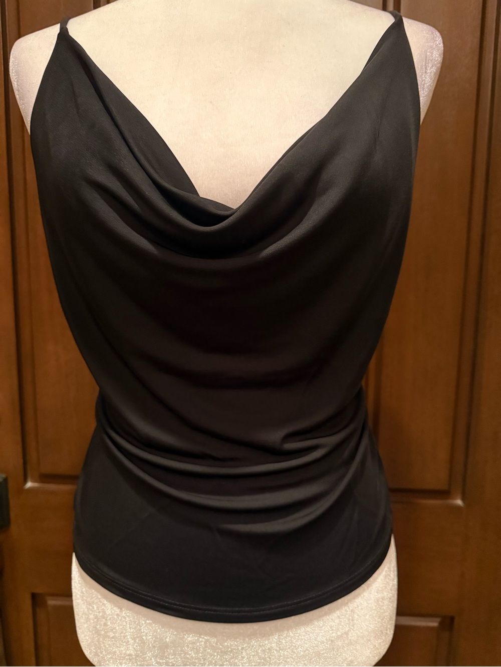 VTG Bisou Bisou Black Deep V-Neck Top Draping Front and Back Ties NWT